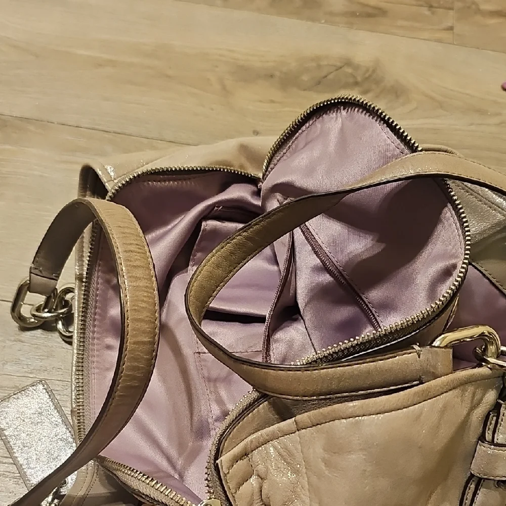 Coach and Four Shimmering Beige Shoulder Bag - Picture 5 of 6